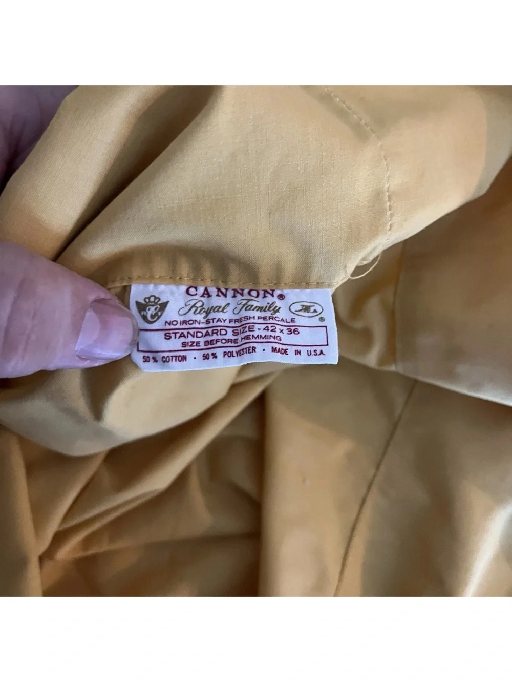 Vintage Cannon Royal Family No Iron USA Pillowcase Cotton Polyester Orange